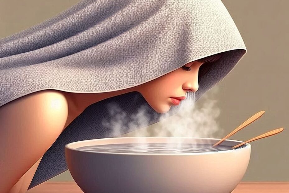 Steam inhalation helps clear nasal and respiratory tracts and decongest chest from mucus and cough.